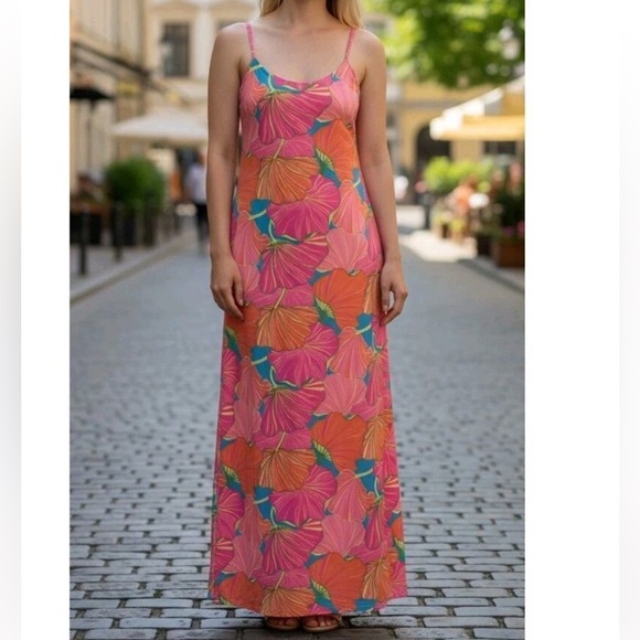 Trina Turk Dresses & Skirts - Trina Turk Tropical Floral Maxi Dress Pink Orange Blue Resort Summer Size Small